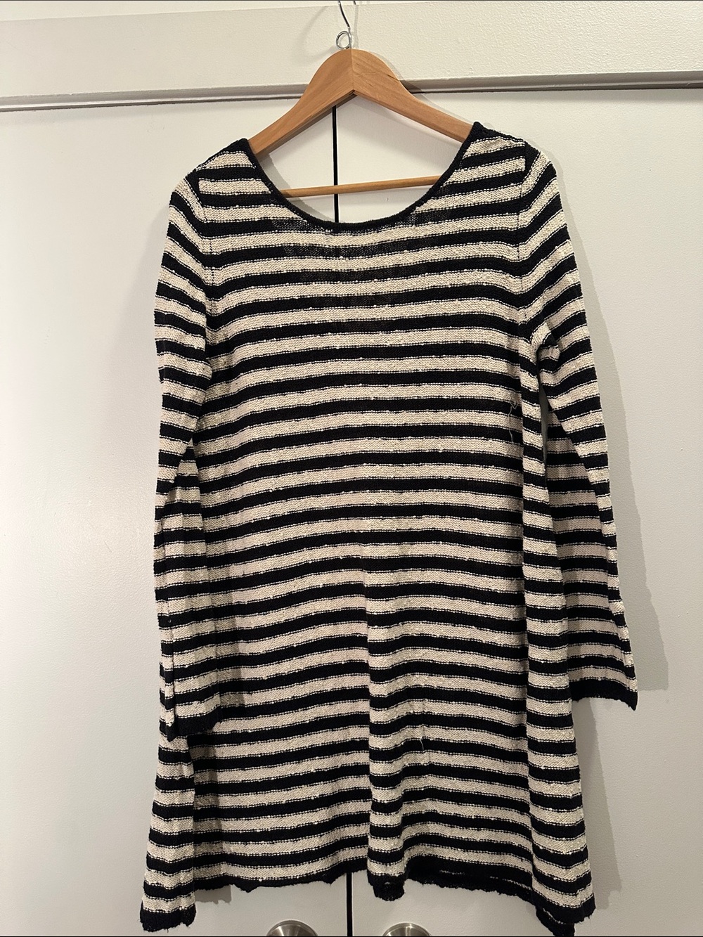Free People Black and White Striped Backless Knit Dress